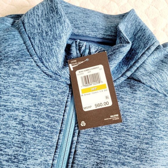 New Under Armour men's sweater 1/4 zip fleece blue icy small gift - Picture 8 of 9